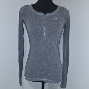 Hollister Charcoal Long Sleeve Henley